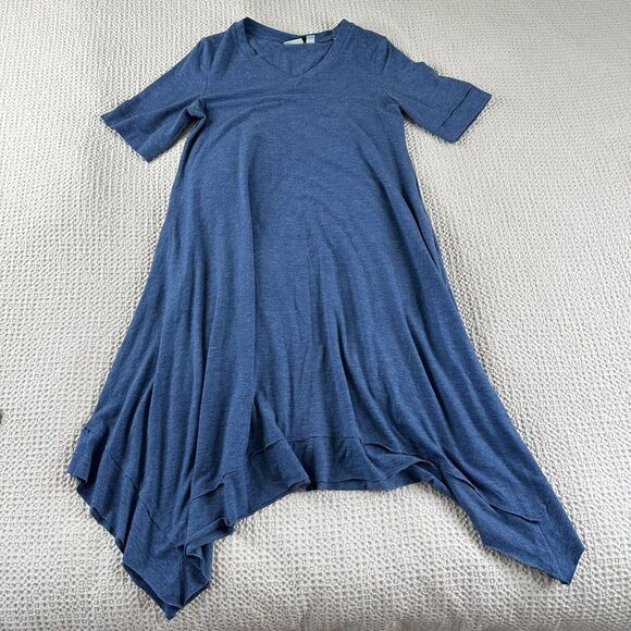 2! LOGO Lounge BY LORI GOLDSTEIN HANDKERCHIEF HEM JERSEY KNIT Dresses Small Cozy - Picture 2 of 14